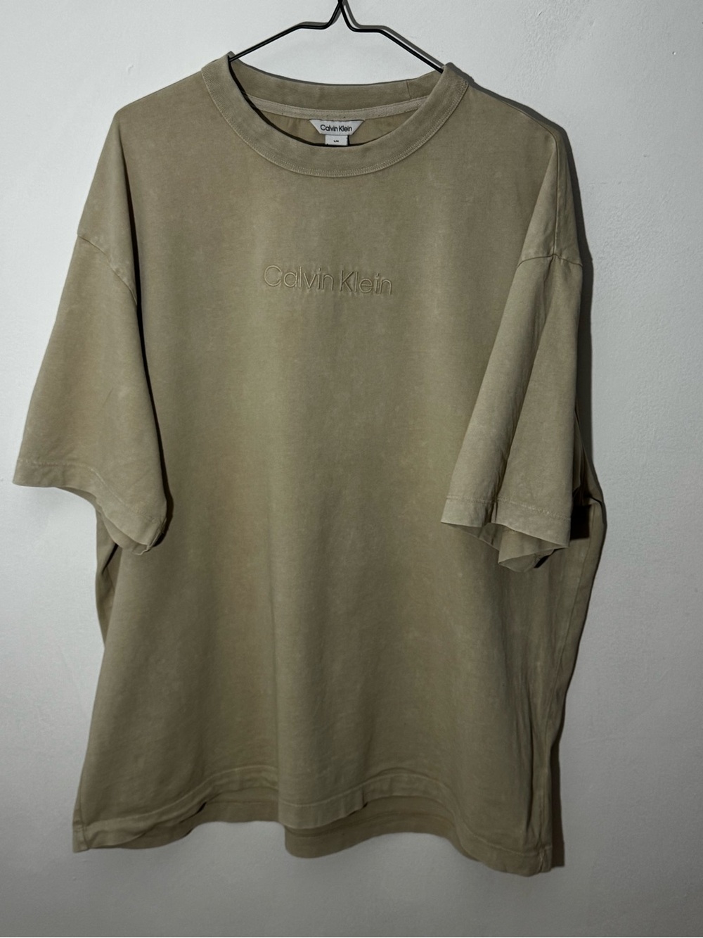 Calvin Klein Men’s Oversized Logo T-Shirt Beige Size L